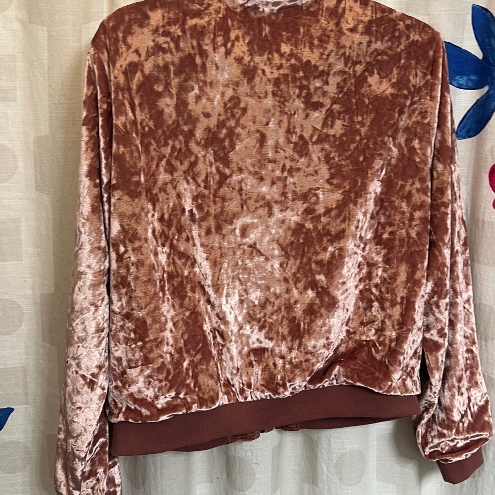 Cloud Chaser women’s sz L Rose Velvet Bomber Jacket spring summer cottagecore - Picture 6 of 6